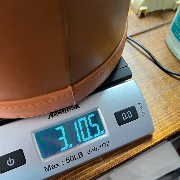 Vintage Kraftware Ice Bucket Brass Ring Handles Faux Leather Mid-Century Barware - Picture 12 of 12